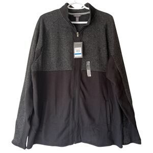 NWT! Van Heusen Men's Gray / Black Full Zip Sweater Size XL